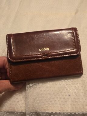 Lodis Brown Leather Tri-Fold Wallet